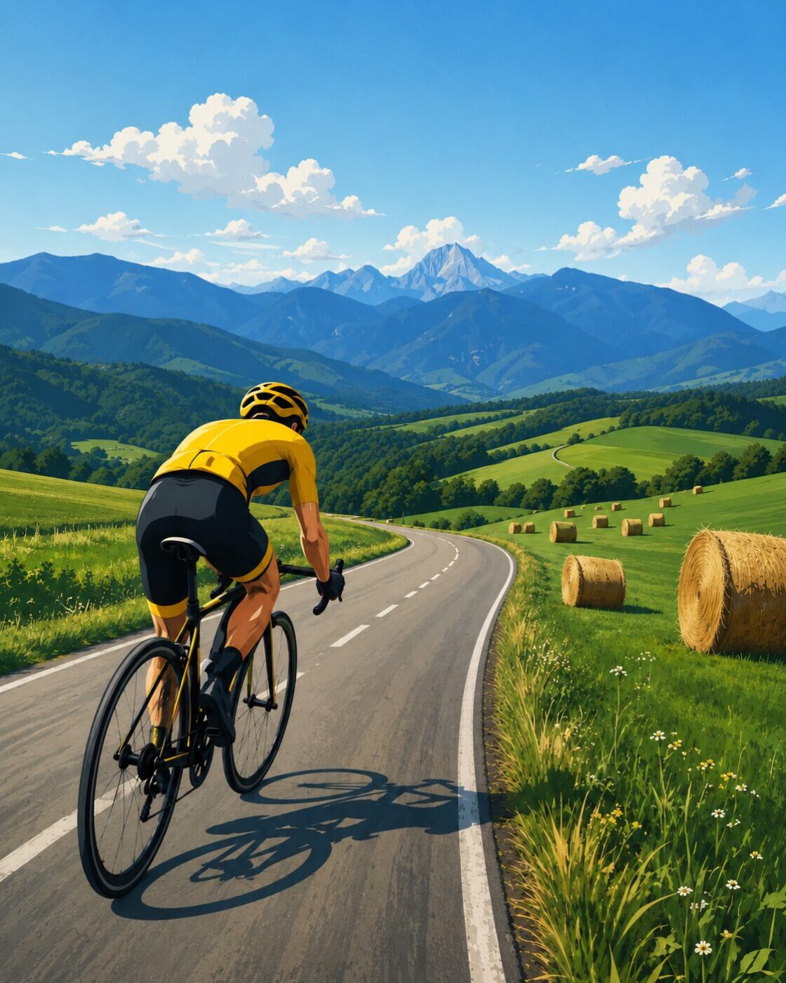 Illustration maillot jaune pied Pyrénées
